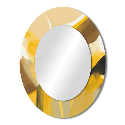 Mustard Yellow Retro I - Large Oval Wall Mirror On Metal
