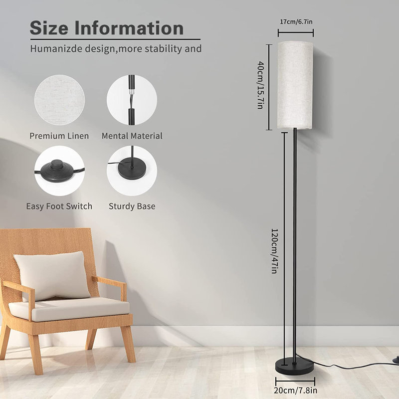 Lampe DEL sur pied 65 "Corelli, Noir