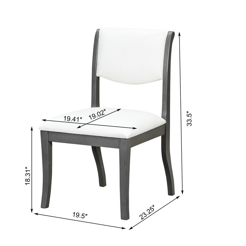Deux chaises de salle à manger traditionnelles et élégantes en chêne gris, revêtues de tissu - Structure en bois massif, lignes courbes, revêtement en tissu doux, assises épaisses et rembourrées, dossiers ergonomiques, capacité de 136 kg par chaise, pour une pièce.
