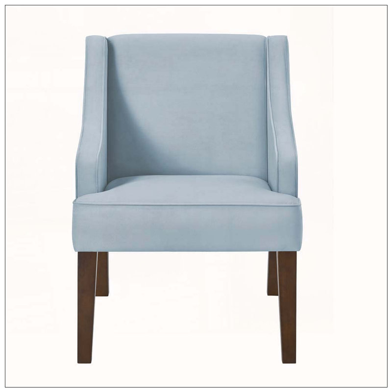 Chaise d'appoint moderne, fauteuil rembourré avec pieds en bois massif, Velours, Verre de mer