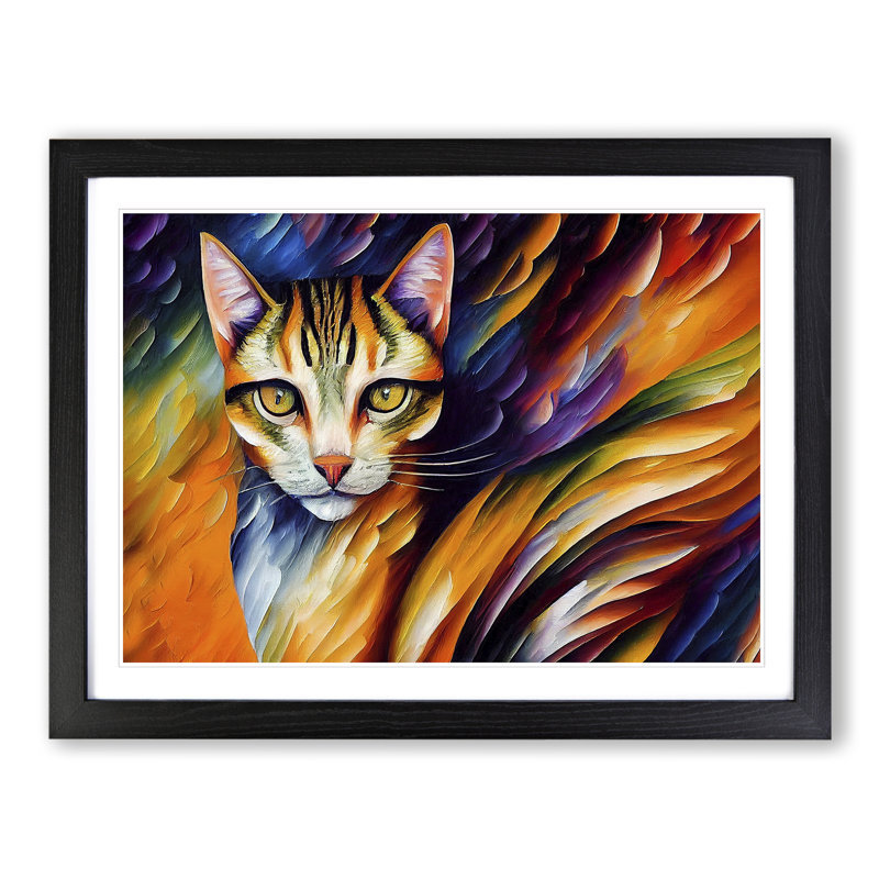 Cat Painting Vol.6 Abstract - Framed Print, 46cm H x 64cm W x 2cm D, Black