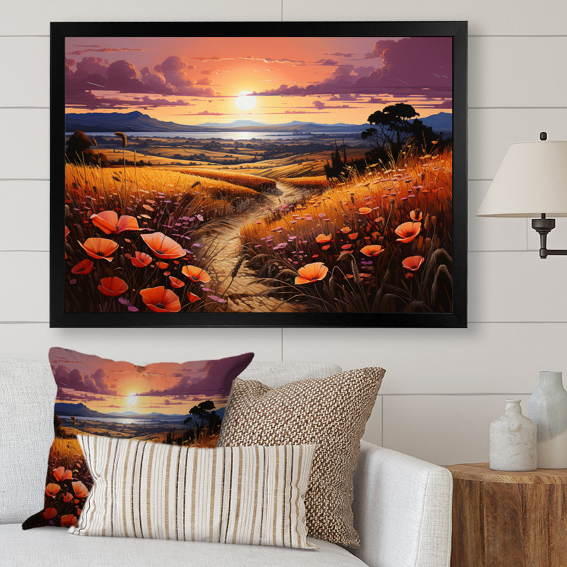 Farm Fauvist Fields II, H 16 po x l 32 po x P 1 po, Cadre simple noir