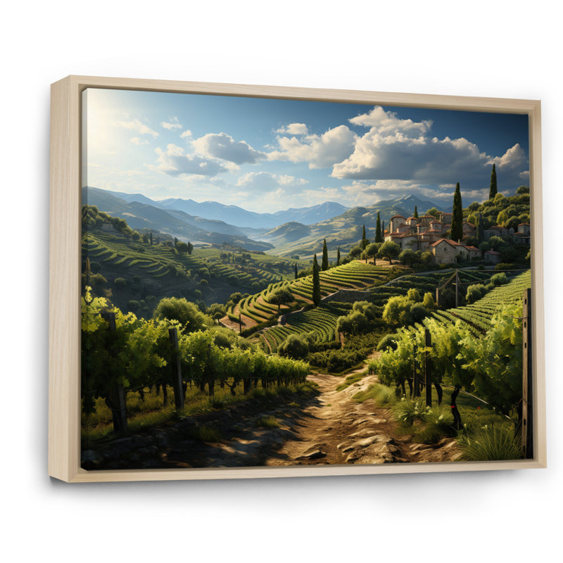 «Green Vineyard Majestic Provence», reproduction sur toile, H 12 po x l 20 po x P 1 po, Cadre naturel flottant
