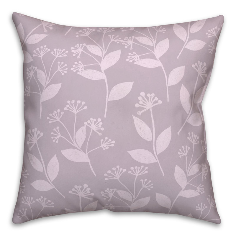  Housse et insert de coussin floral lilas, H 18 po x l 18 po