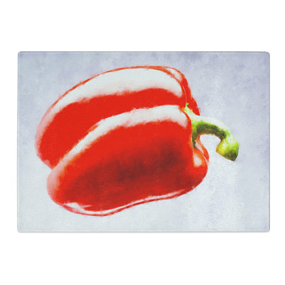 Tempered Glass Lone Red Bell Pepper Chopping Board