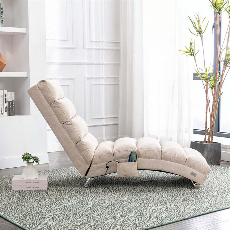 Chaise longue rembourrée Laquasia, Lin beige