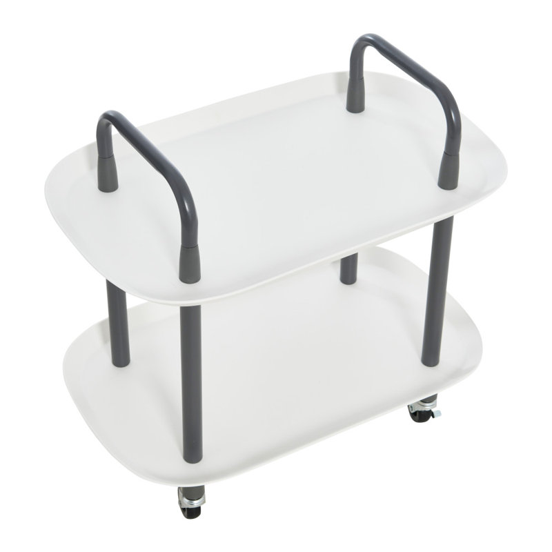 Chariot à 2 niveaux en plastique et métal Main + Mesa, Gris foncé, Blanc