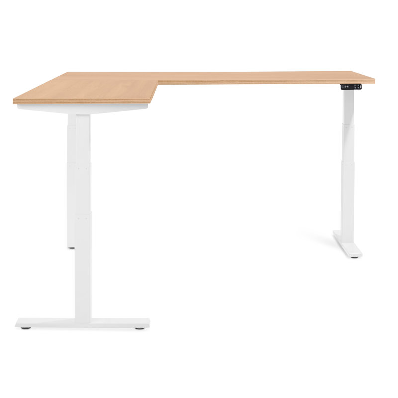 Bureau en coin Series L, LPL, H 50,5 po x l 77 po x P 72 po, Orienté à gauche (vu de face), Blanc / chêne naturel