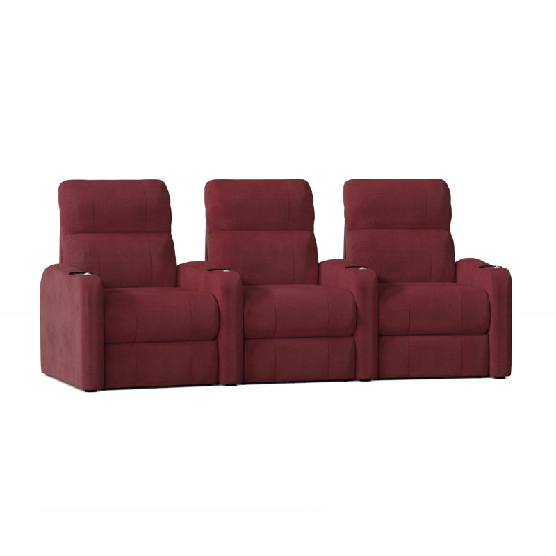 Rangée de sièges de cinéma maison (rangée de 3), Sangria Smartsuede, Manuel