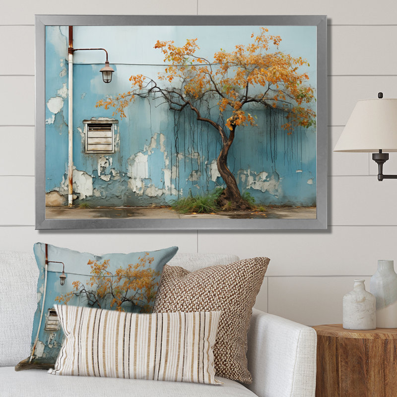 «Turquoise Yellow Miami Hidden Gems», reproduction d'art sur toile, H 30 po x l 40 po, Silver Picture Framed