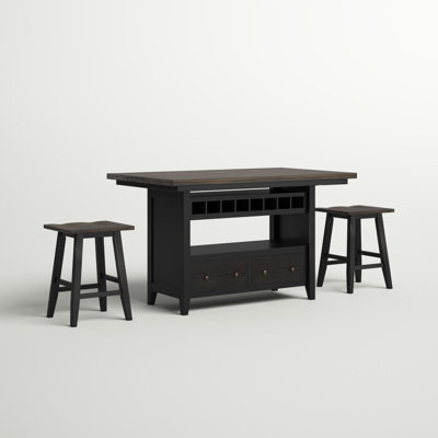 Athey Solid Wood Top Kitchen Island Set