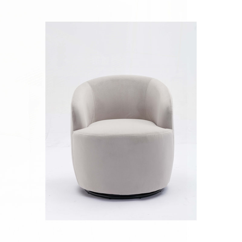 Swivel Barrel Chair, Gray Velvet Fabric