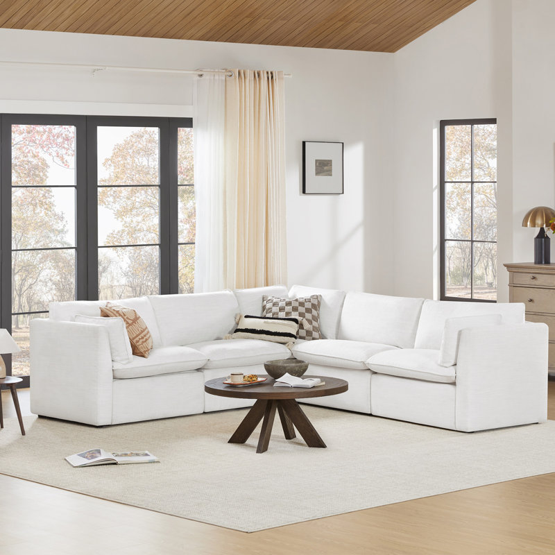 Modular Power Sectional, White Polyester