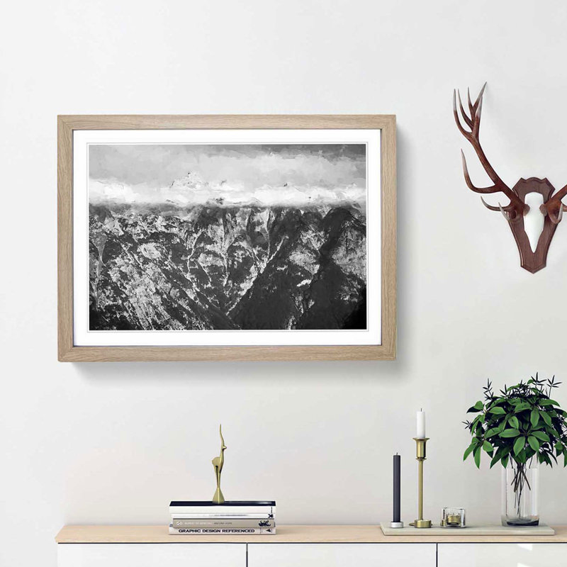 The Alps in Slovenia in Abstract - Picture Frame Graphic Art Print, 27cm H x 36cm W x 2cm D, Oak Framed