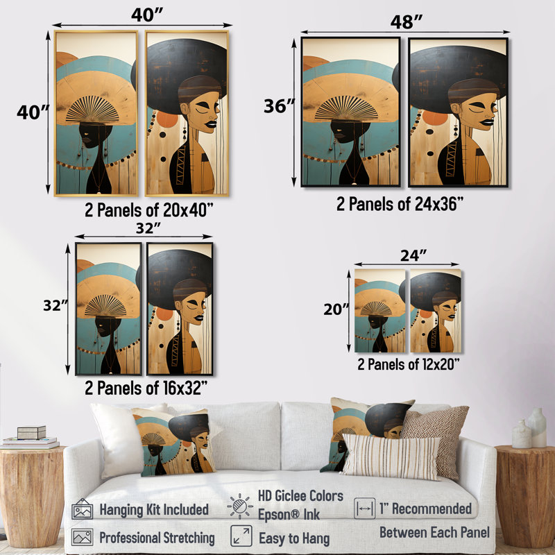 Portait Harlem Renaissance I - Art africain surdimensionné, art mural, 36" H x 48" W, Impression encadrée flottante, Black
