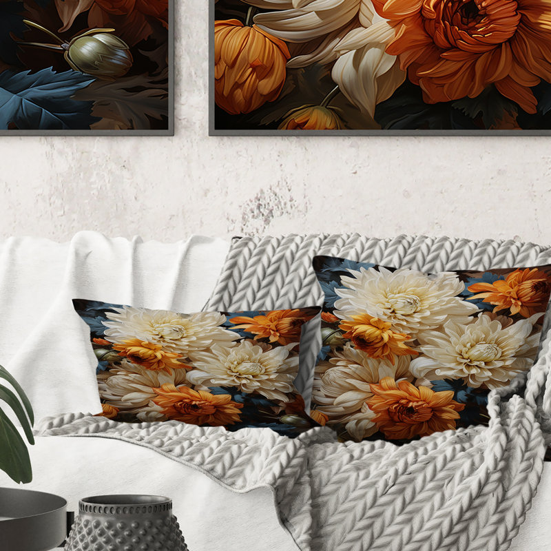 Chrysanthemums Autumn Gold Showcases - Coussin décoratif imprimé