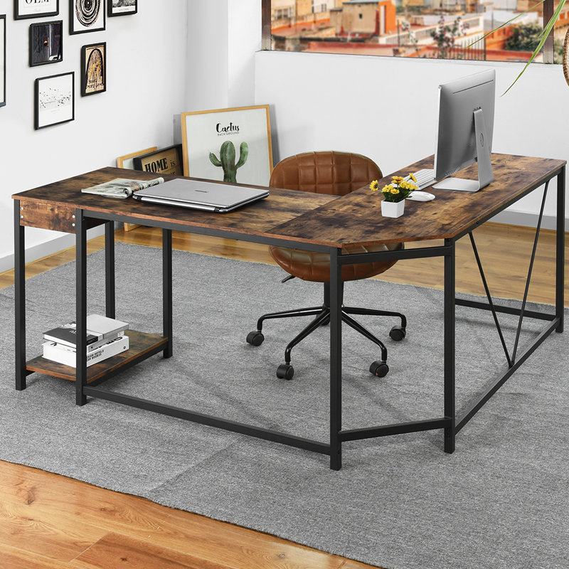 Denise L-Shaped Metal Base Computer Desk