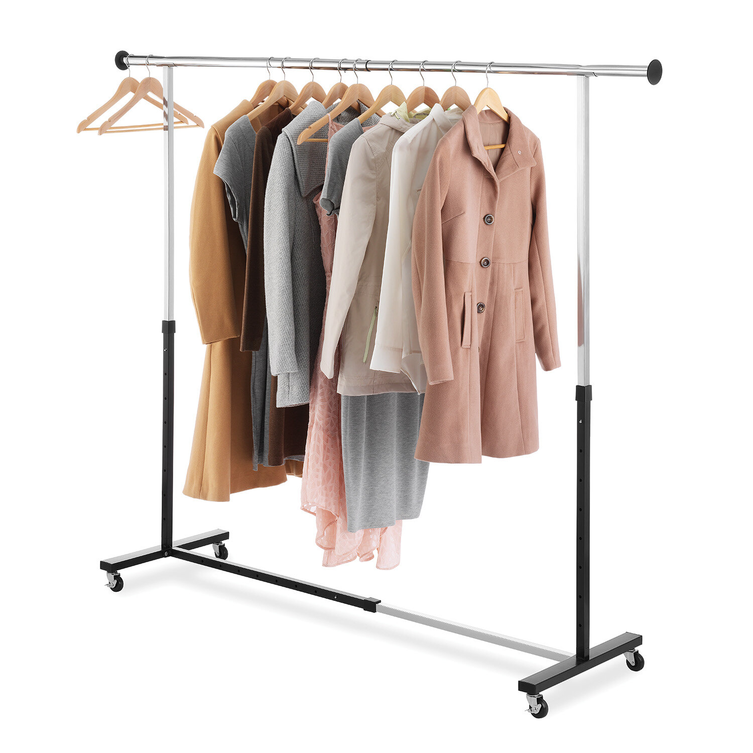 VEVOR Heavy Duty Clothes Rack Double Hanging Rod Clothing Garment Rack for Hanging Clothes Adjustable Height and Extendable Length Clothing Rack