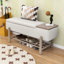 Banc de rangement moderne avec coussin en mousse viscoélastique et pieds en bois d'hévéa-1415453892