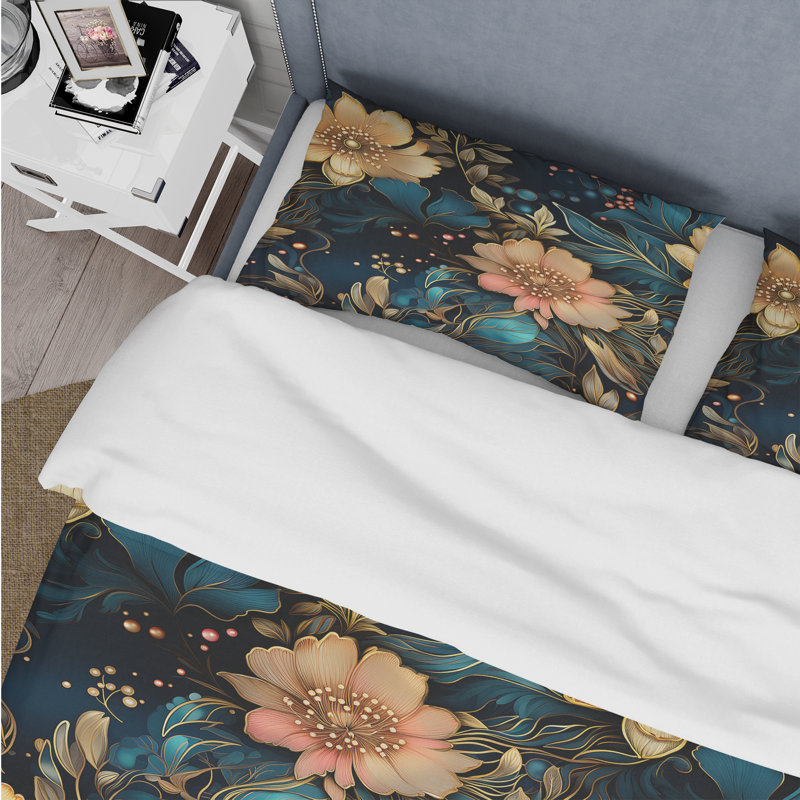 Ensemble de housse de couette Flowers Elegance, Housse de couette pour très grand lit et 2 très