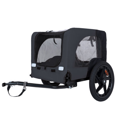 Outdoor Heavy Duty Collapsible Pet Bike Trailer with 16-Inch All-Terrain Wheels & Universal Hitch Foldable Dog/Cargo Carrier Cart for Bicycles