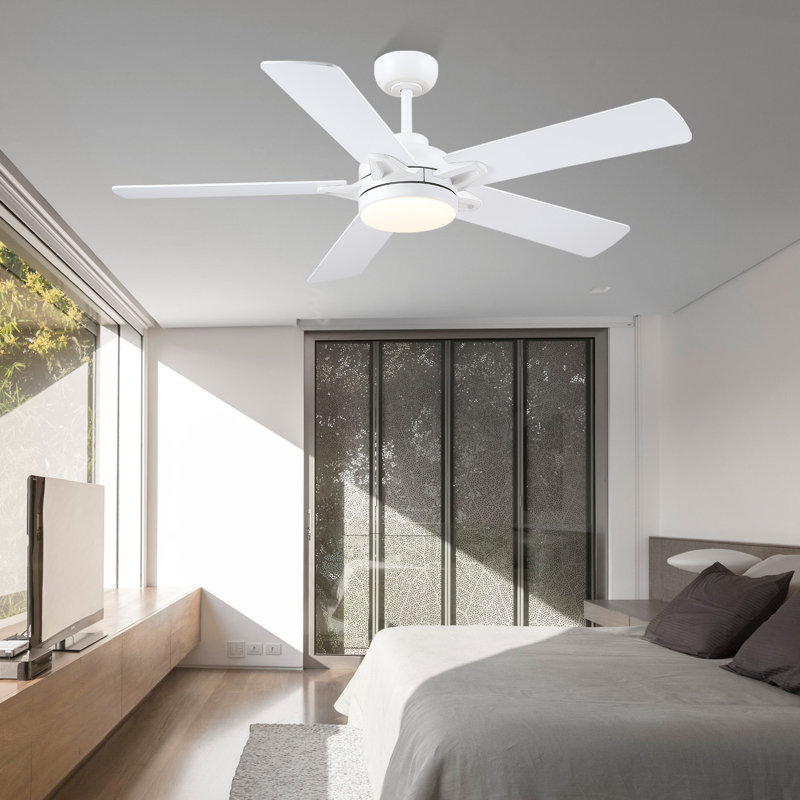 52 Inch Ceiling Fan With Lights And Remote Control,Low Profile Ceiling Fans With 5 Dual-Sided Blades And Reversible Dc Motor