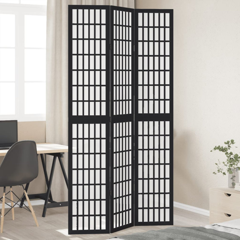 Folding Room Divider, 220cm H x 110cm W x 1.6cm D, Black