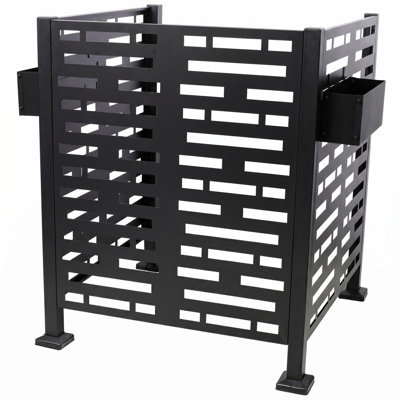 Clôture d'intimité en métal 3 x 3 pi avec jardinières, clôture autoportante pour ac et poubelle pour patio, pelouse et jardin