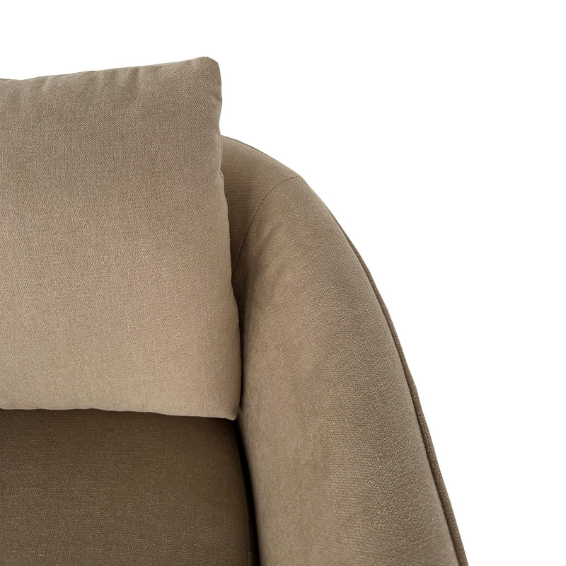 Fauteuil rembourré confortable, beige, en pin, une place avec coussin de dossier pour chambre, peu encombrant, style simple, assise mi-ferme, montage facile. Fauteuil moderne, coussin, structure, revêtement inclus.
