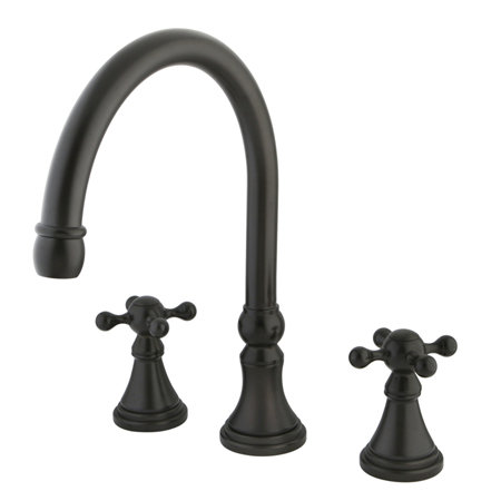 Kingston Brass Roman Two-Handle 3-Hole Deck Mount Roman Tub Faucet, Oil Rubbed Bronze