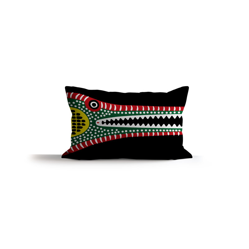 Criso Crocodille Folksy Rectangle Throw Pillow