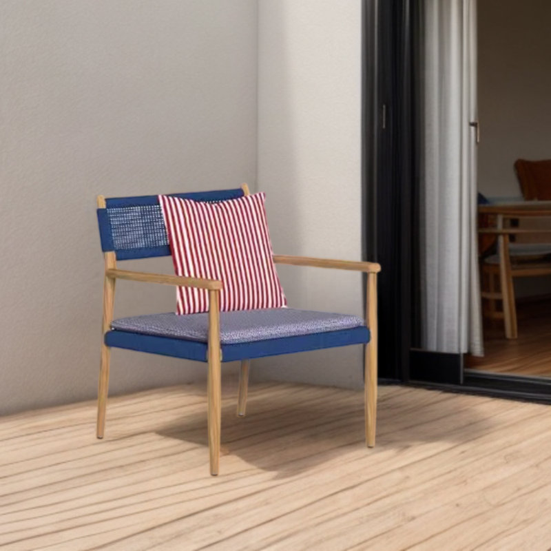 Solage Outdoor Lounge Chair, Purple, Brown/Navy