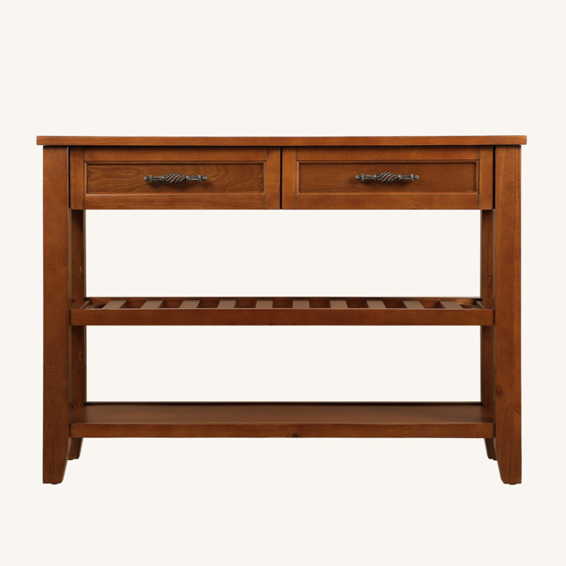 Console avec 2 tiroirs et tablettes Kinzee, Brun