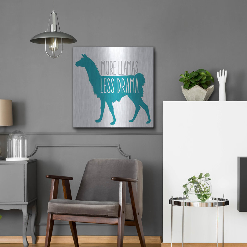 «Llama Drama» par Erin Clark, art mural en métal, H 24 po x l 24 po 