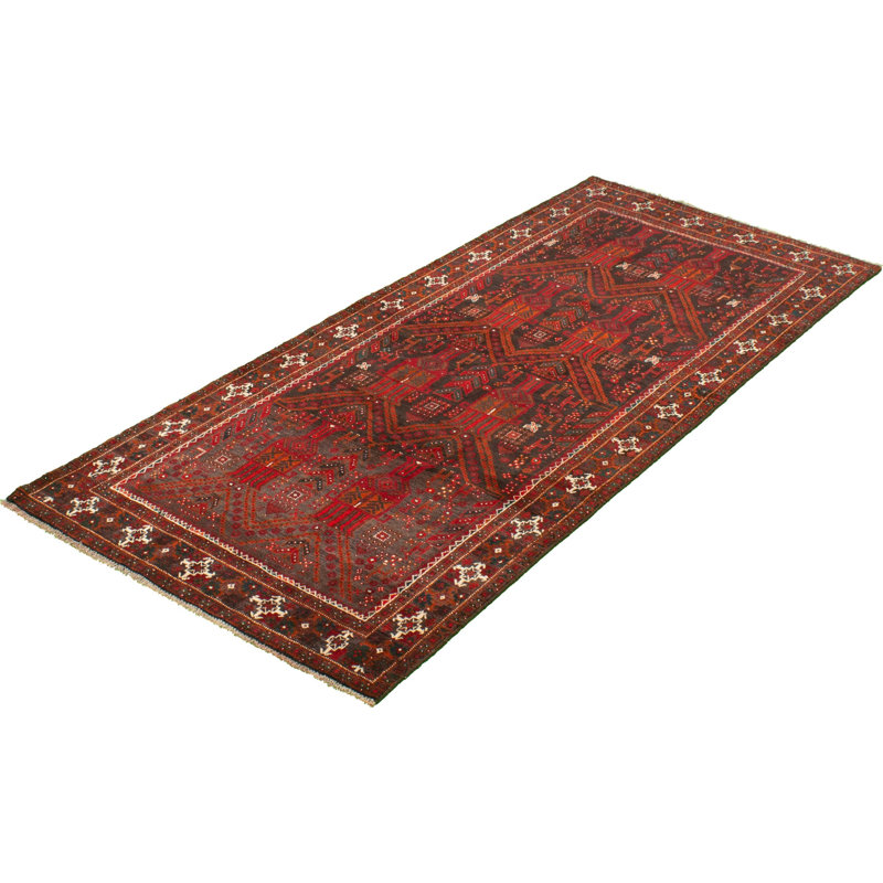 Hand-Knotted Anatolia Dark Red Wool Rug 3'11" X 9'4"