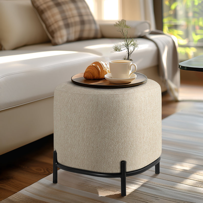 Tabouret d'appoint avec repose-pieds blanc cassé 18 po Daryla, Crème