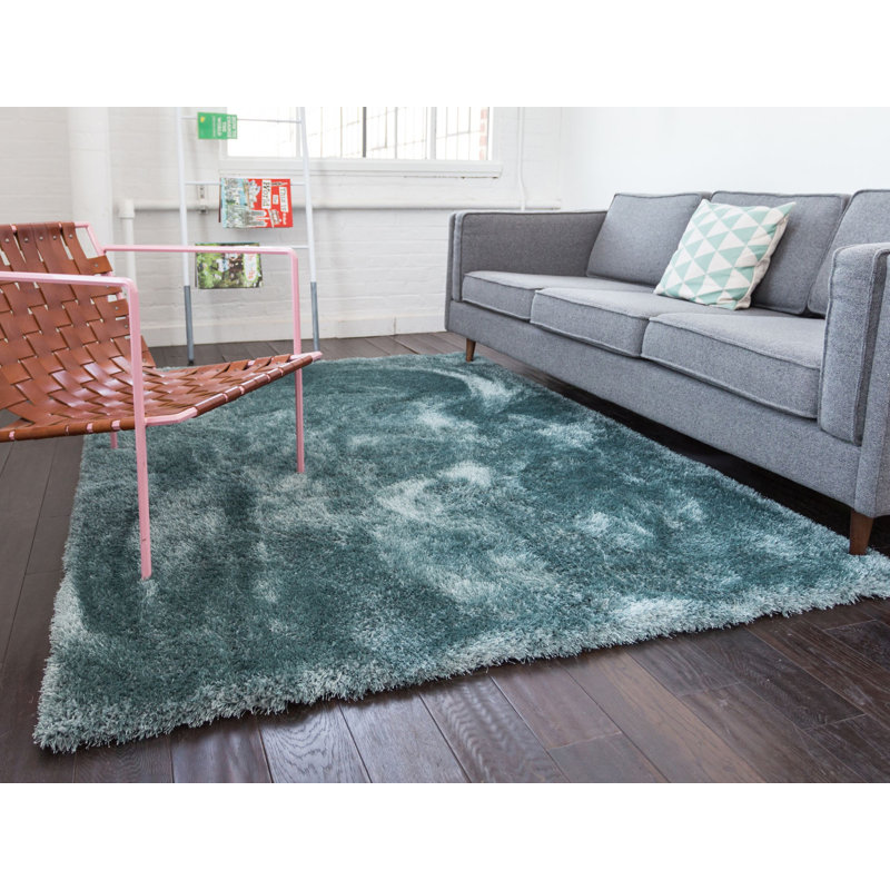Feather Shaggy Blue Rug, Rectangle 100 x 150cm