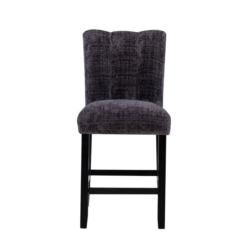 Dark Grey Bar Stools (Kit Of 2), Black Seat/ Black Frame