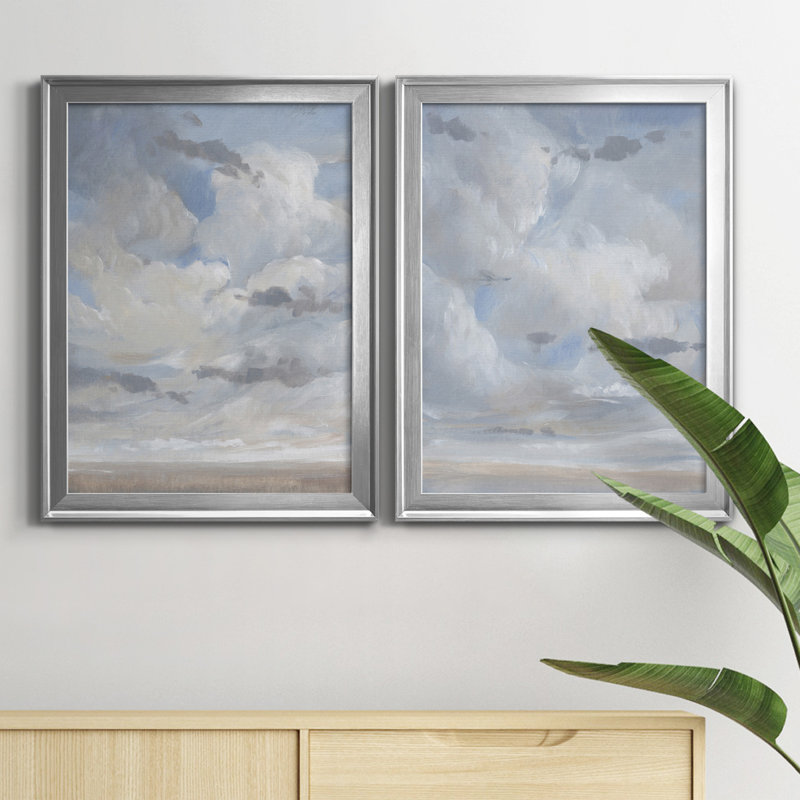 Bleu ciel I, reproduction encadrée de qualité supérieure - prête à être accrochée, Cadre argenté