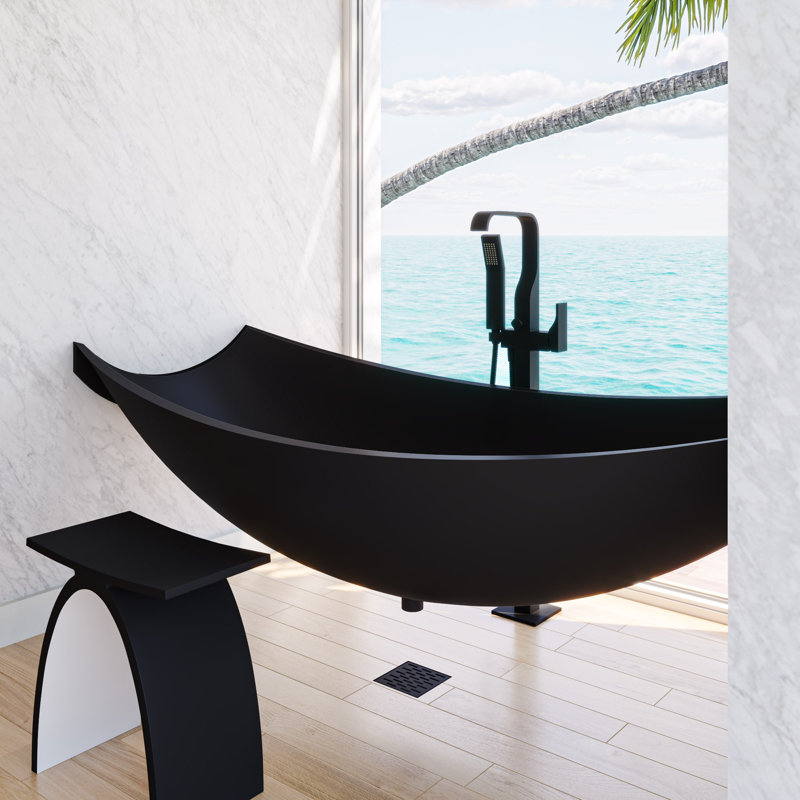 70.75'' x 33.5'' Soaking Resin Bathtub, Black