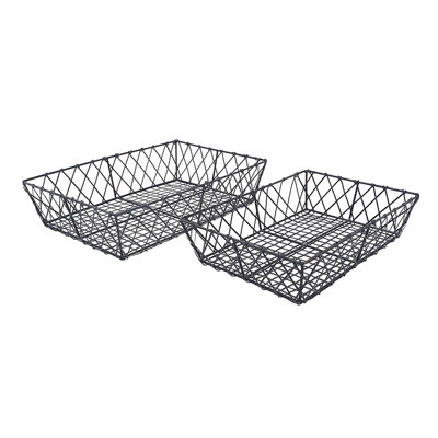 S/2 Rectangular Iron Trays,Black