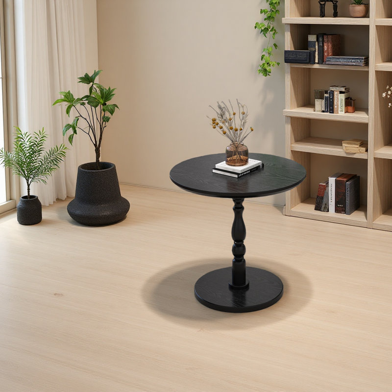 Table d'appoint ronde de 23 po, table d'appoint ronde, petite table pour petits espaces, table de chevet moderne avec pieds en bois massif pour le salon, la chambre à coucher, les coins et le bureau