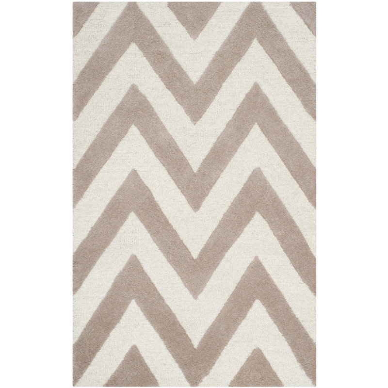 Sanyla Hand Tufted Wool Chevron Rug, Rectangle 2' x 3'