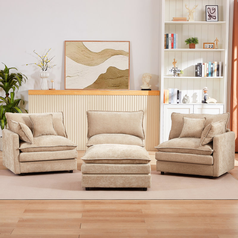 Canapé en chenille polyvalent et moderne en forme de L pour le salon