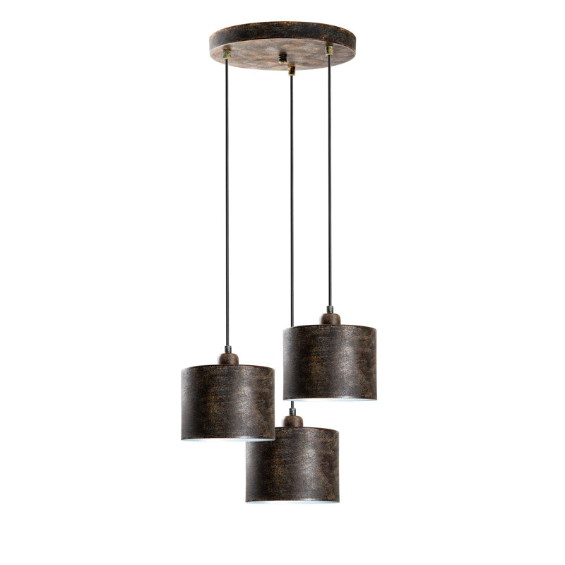 Lustre réglable élégant avec structure en métal, finition antique, 17,7 po de diamètre | Hauteur: 29,5 à 43,3 po | 3 x douilles E27 (40 W maximum) | Parfait pour la salle à manger, le salon ou le vestibule, ampoule non incluse