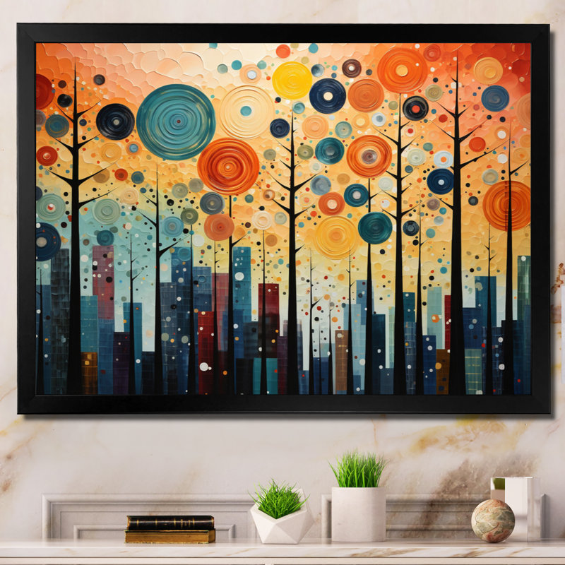 Mid-Century coloré audacieux «Breeziness III» - impressions abstraites sur toile de style Mid-Century, Cadre simple noir
