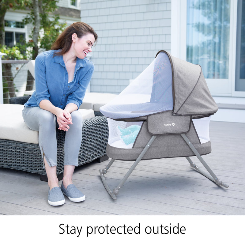 Star Gazer Gray Portable Rocking Baby Bassinet