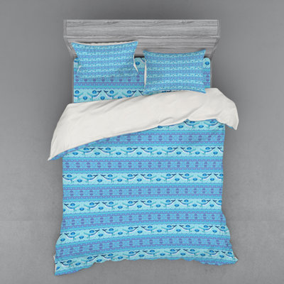Whale Coastal Geometric Shapes Duvet Cover