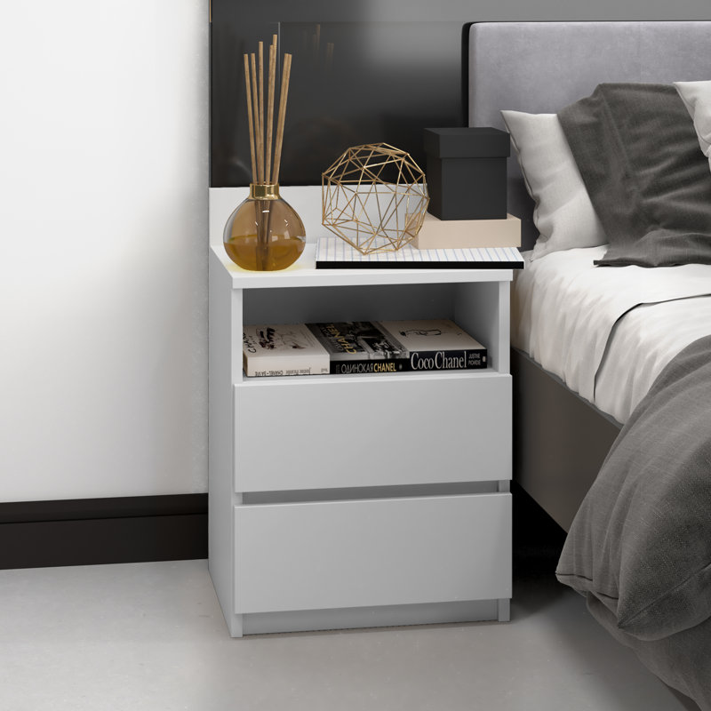 40 cm W Chest of 2 Drawers, White