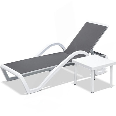 Patio Chaise Lounge Adjustable Aluminum Pool Lounge Chairs With Arm All Weather Pool Chairs For Outside,In-Pool,Lawn